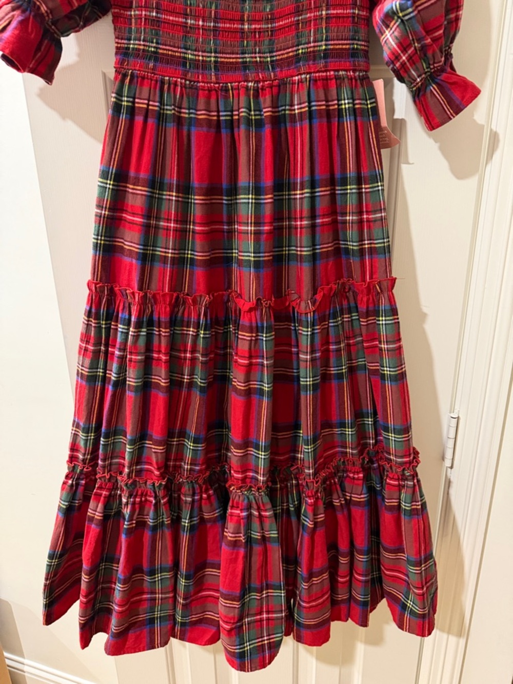 Ivy City Co Red Plaid Tiered Smocked Dress - Picture 3 of 5